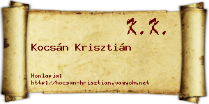 Kocsán Krisztián névjegykártya